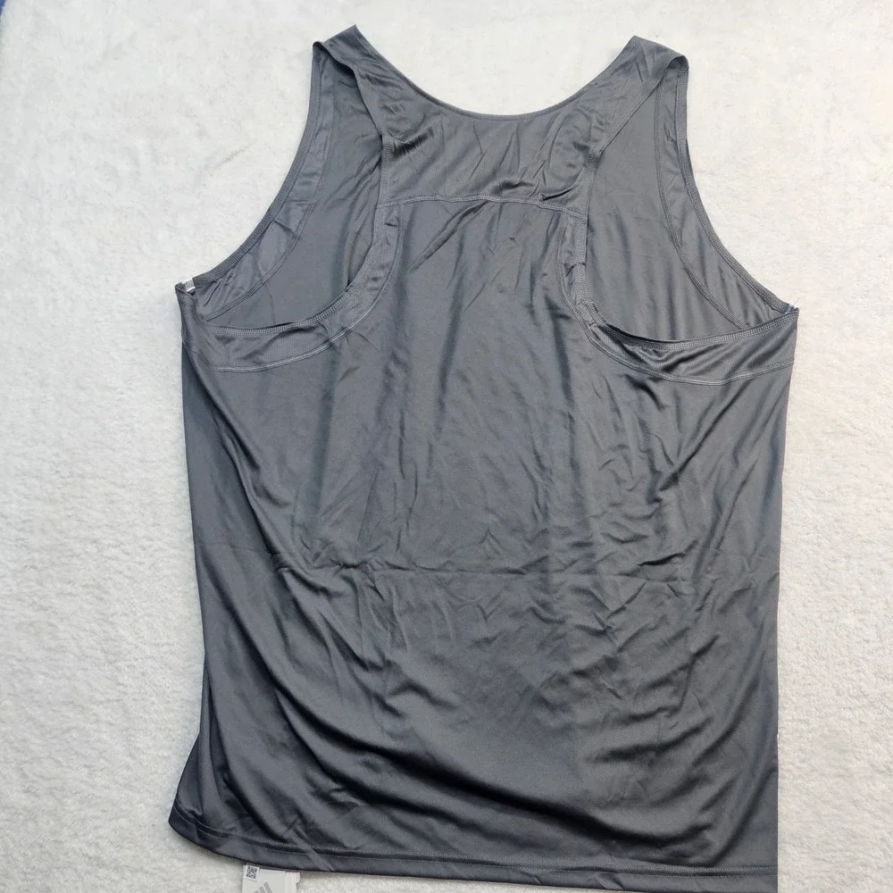 Adidas Men's Tank Top Athletic Gray White Logo Sleeveless Gym Workout Run 3XL